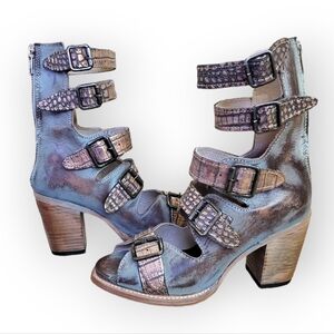 Freebird by Steven Bond Sandals in Blush Croco Multi